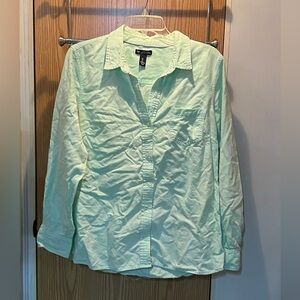 GAP Mint Green Boyfriend Fit Oxford Long Sleeve Button Down Shirt
